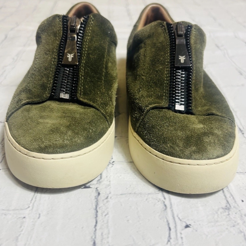 Frye Lena Shoes Womens Size 8.5 M Green Suede Zipper Comfort Casual Sneakers - Picture 7 of 12